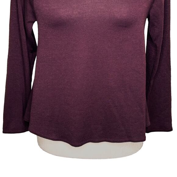 Wilfred Free Aritizia Dark Purple Long Sleeve Flowy Crew Neck Top Blouse Small - Picture 3 of 8